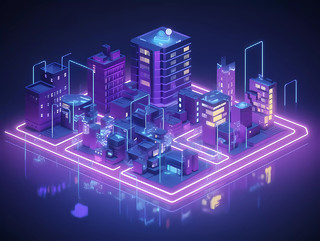 科技风紫色炫光新型智慧城市